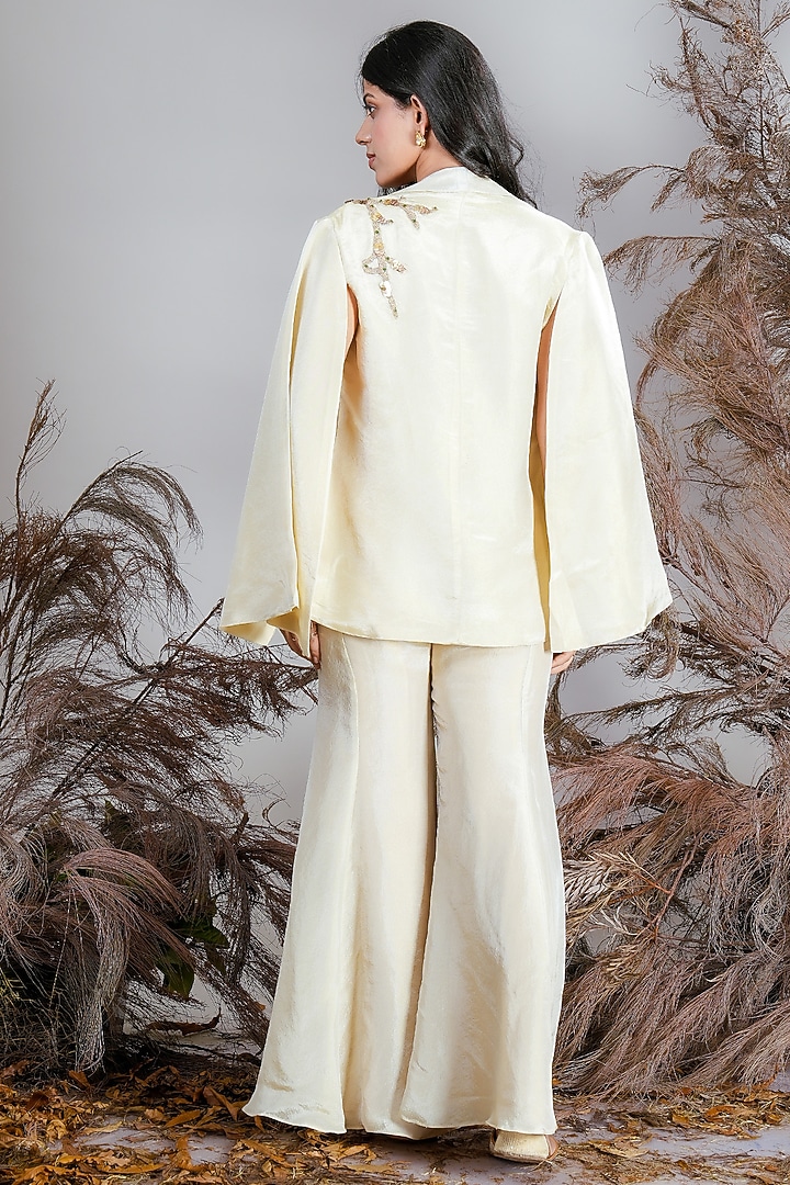 Ivory Tissue High-Waist Flared Pant Set by Rirasa at Pernia's Pop Up Shop