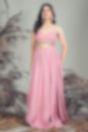Blush Pink Organza Lehenga Set by Rirasa at Pernia's Pop Up Shop