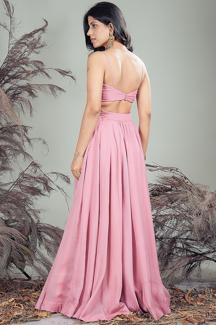 Blush Pink Organza Lehenga Set by Rirasa at Pernia's Pop Up Shop