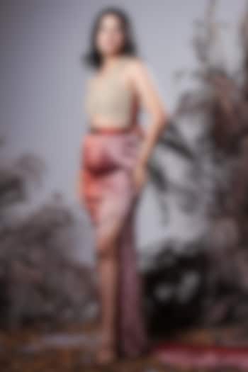 Brown Ombre Georgette Blend High-Waist Skirt Set by Rirasa at Pernia's Pop Up Shop