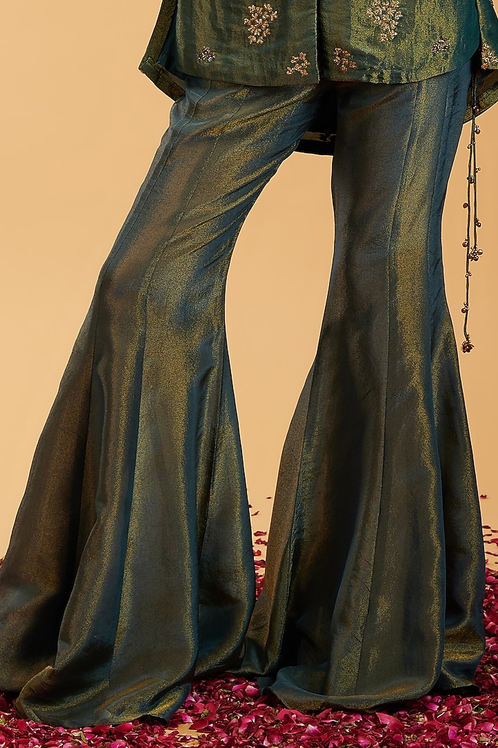 Green Tissue Kalidar Party Wear Sharara Set by Rirasa at Pernia's Pop Up Shop