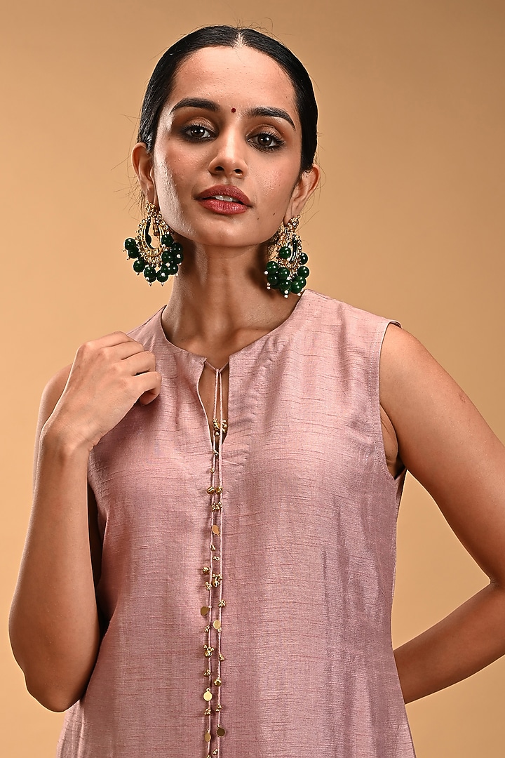 Pink Dori Embroidered Sequined Kurta