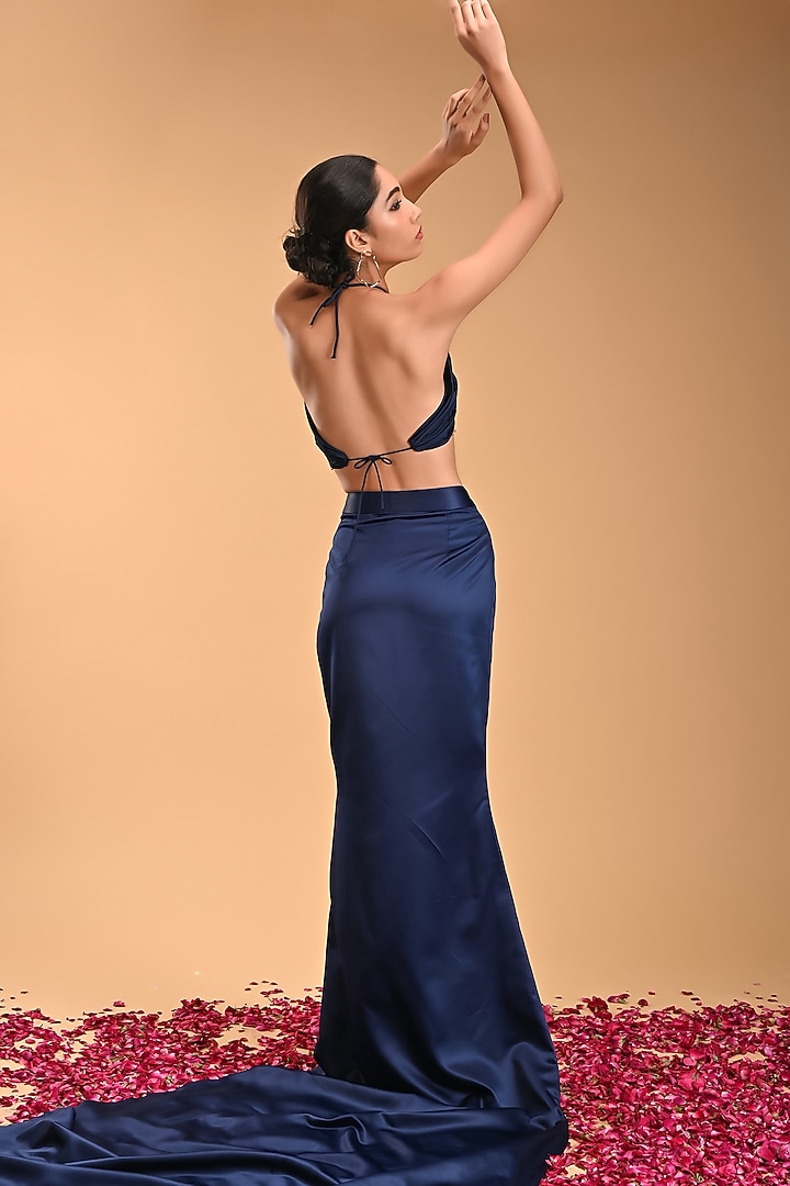 Blue Armani Satin Skirt Set by Rirasa at Pernia's Pop Up Shop