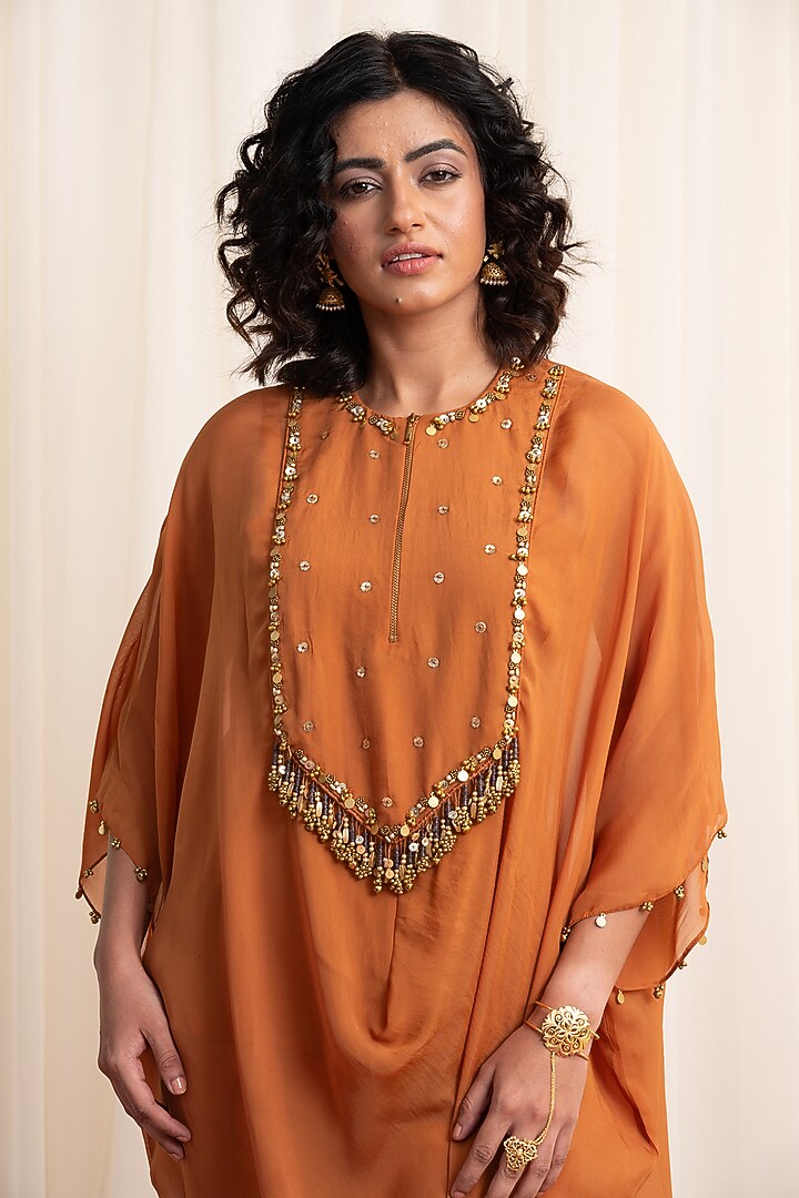 Yellow Silk Organza Hand Embroidered Kurta Set by Rirasa at Pernia's Pop Up Shop