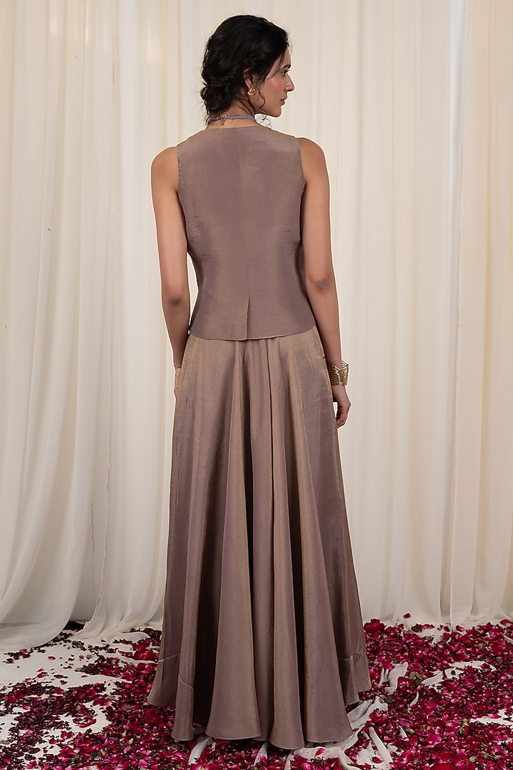 Beige Tissue Party Wear Sharara Set by Rirasa at Pernia's Pop Up Shop