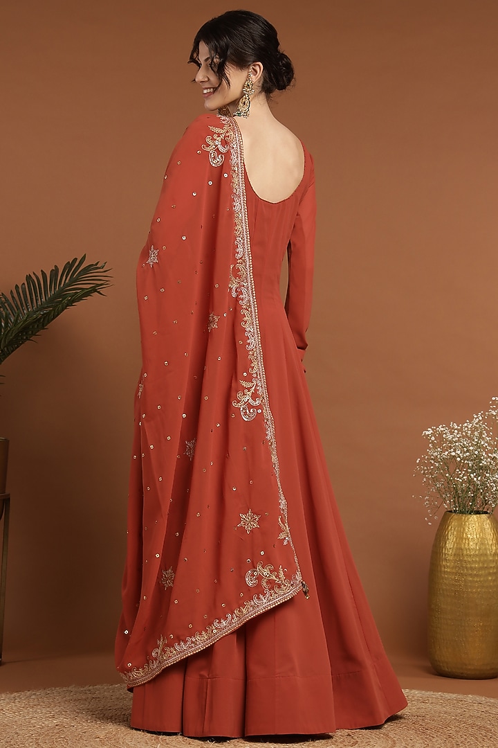 Orange Georgette Party Wear Anarkali Set by Rirasa at Pernia's Pop Up Shop