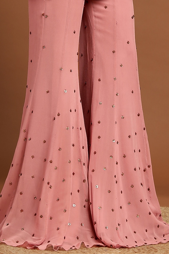 Patel Pink Georgette Hand Embroidered Wedding Sharara Set by Rirasa at Pernia's Pop Up Shop