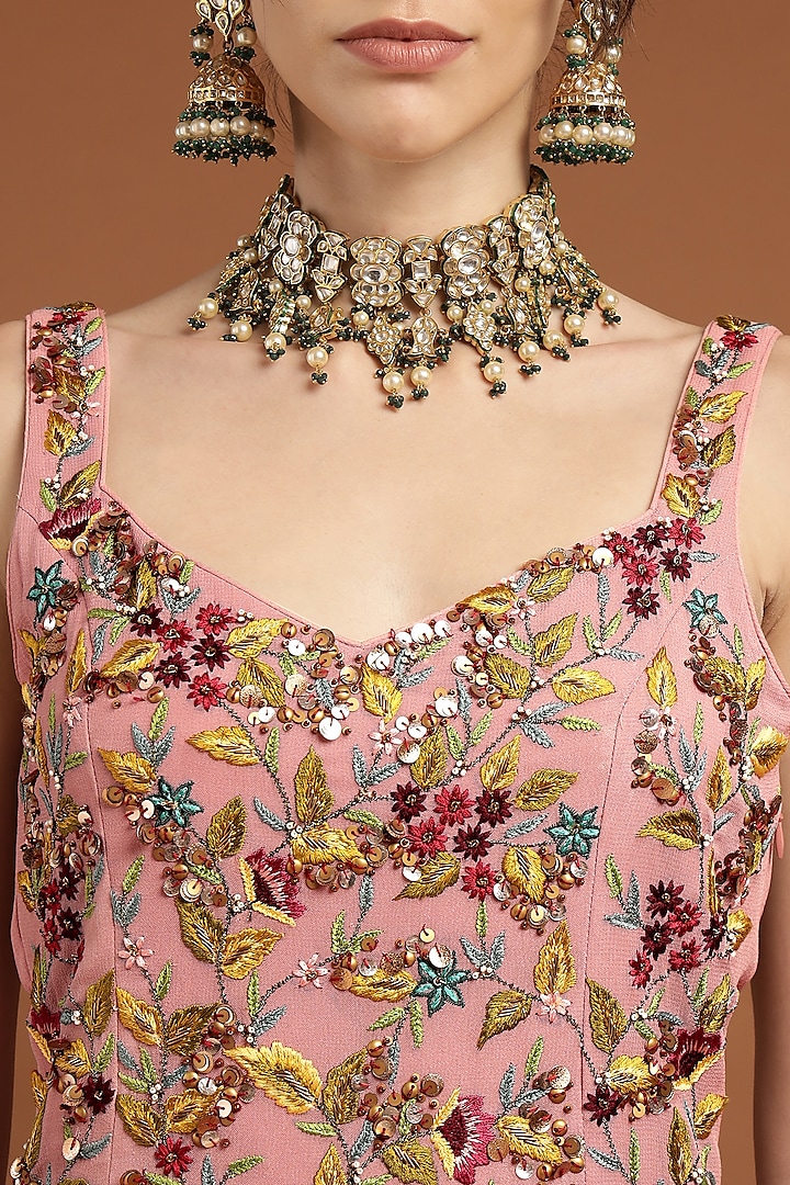 Patel Pink Georgette Hand Embroidered Wedding Sharara Set by Rirasa at Pernia's Pop Up Shop