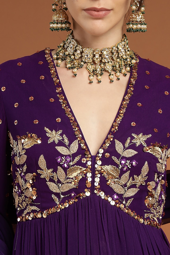 Purple Georgette Party Wear Sharara Set by Rirasa at Pernia's Pop Up Shop
