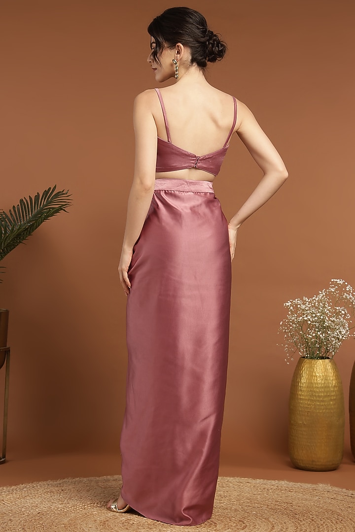 Pink Satin Embroidered Jacket Set by Rirasa at Pernia's Pop Up Shop