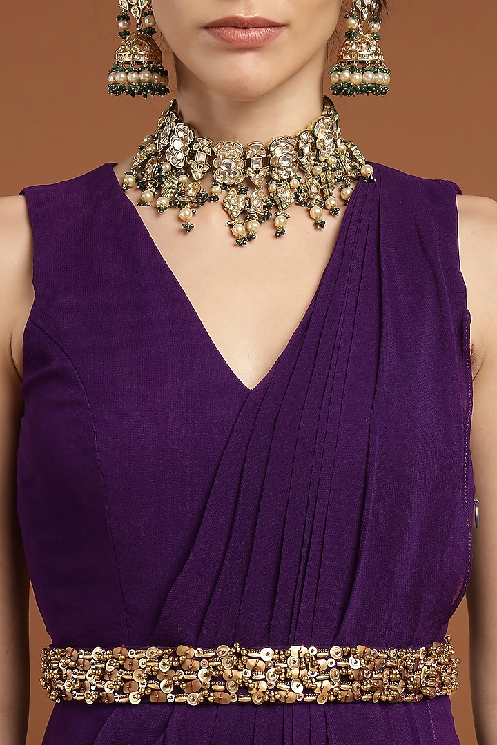 Purple Georgette Draped Summer Dress by Rirasa at Pernia's Pop Up Shop