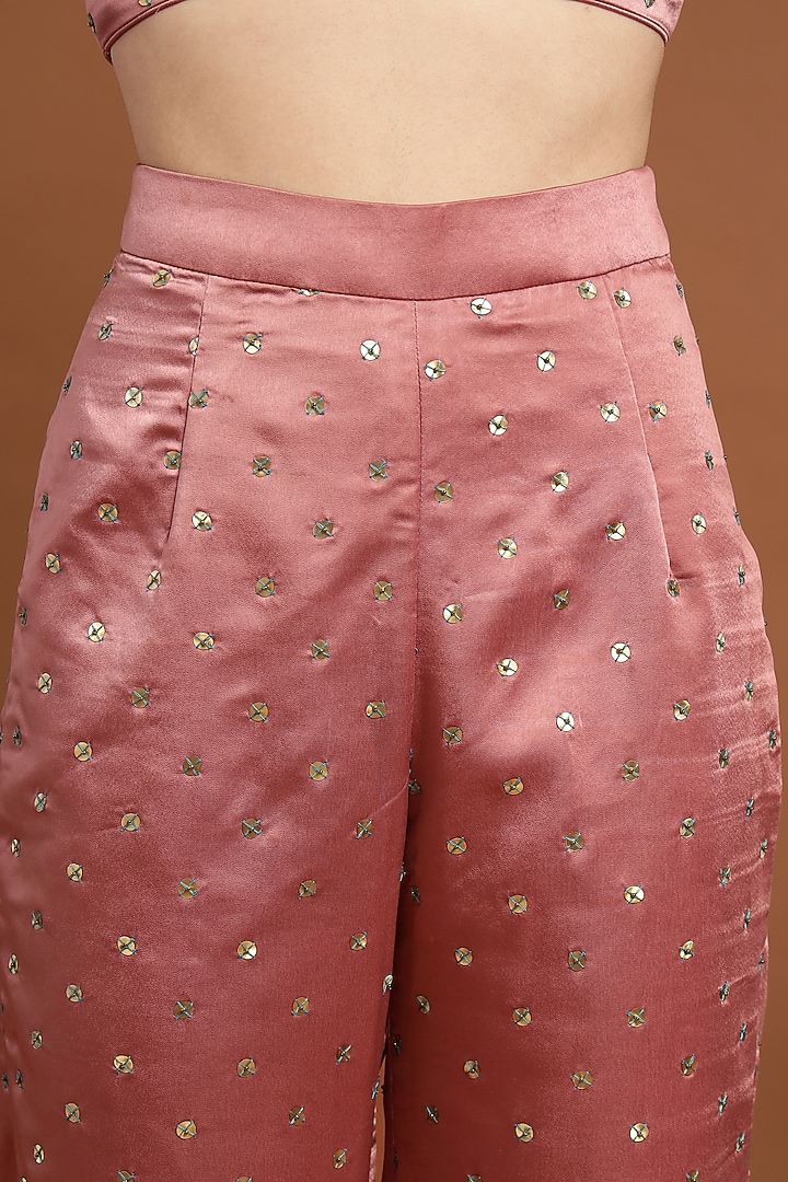 Pink Satin Hand Embroidered Jacket Set by Rirasa at Pernia's Pop Up Shop