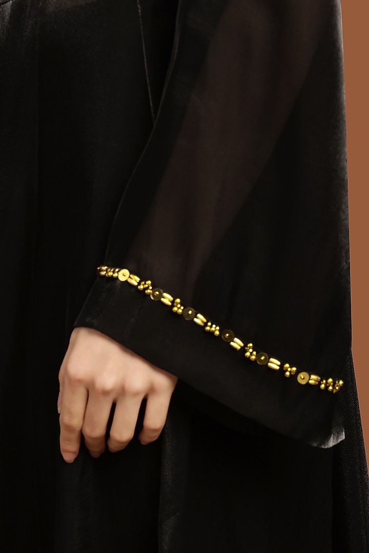 Black Organza & Silk Blend Cape Set by Rirasa at Pernia's Pop Up Shop