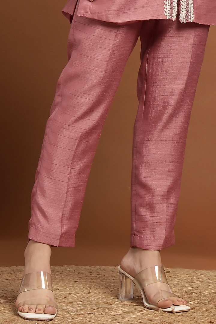 Pink Silk Hand Embroidered Kurta Set by Rirasa at Pernia's Pop Up Shop