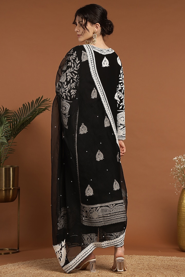 Black Georgette Hand Work Kurta Set by Rirasa at Pernia's Pop Up Shop