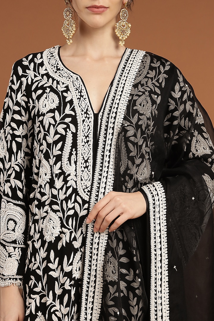 Black Georgette Hand Work Kurta Set by Rirasa at Pernia's Pop Up Shop