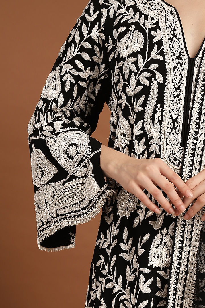 Black Georgette Hand Work Kurta Set by Rirasa at Pernia's Pop Up Shop