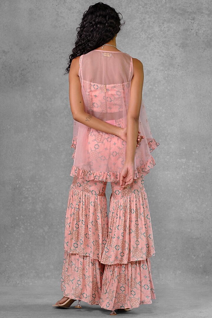 Pink Organza Embroidered Jacket Set by Riraan By Rikita & Ratna at Pernia's Pop Up Shop