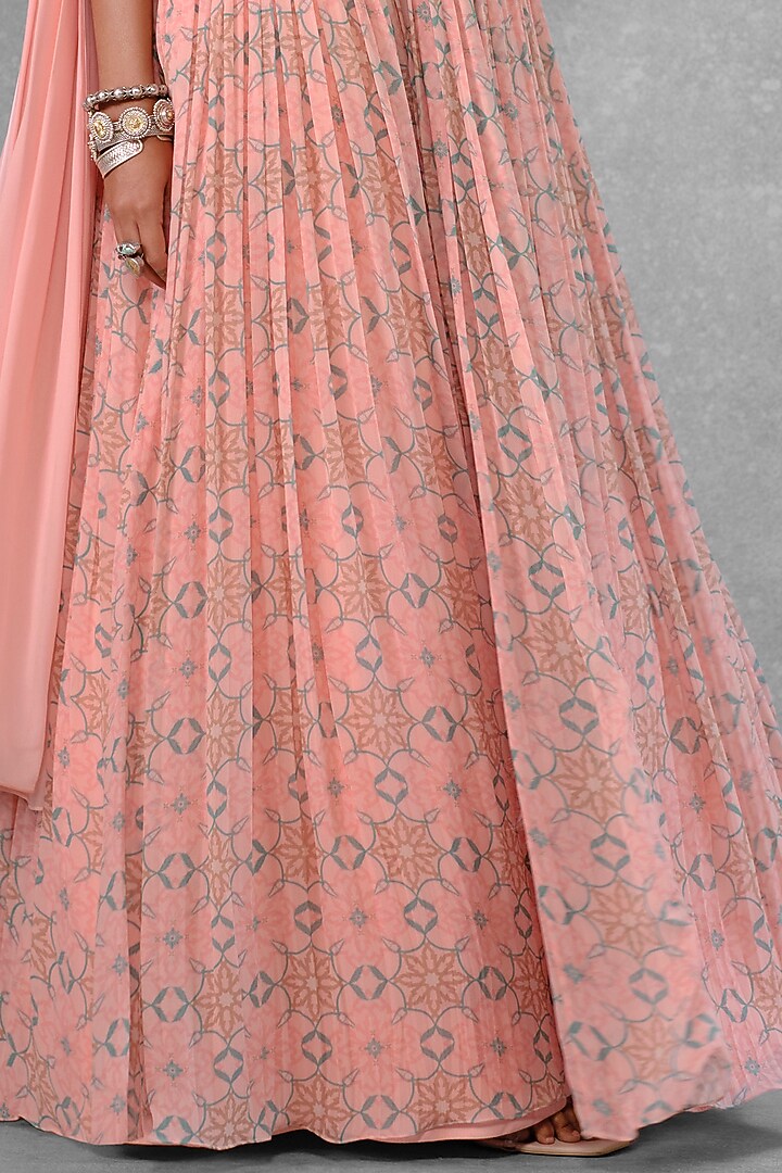 Pink Cotton Satin & Georgette Printed Wedding Lehenga Set by Riraan By Rikita & Ratna at Pernia's Pop Up Shop