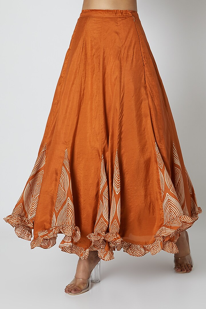 Orange Embroidered Blouse With Wedding Lehenga by Riraan By Rikita & Ratna at Pernia's Pop Up Shop