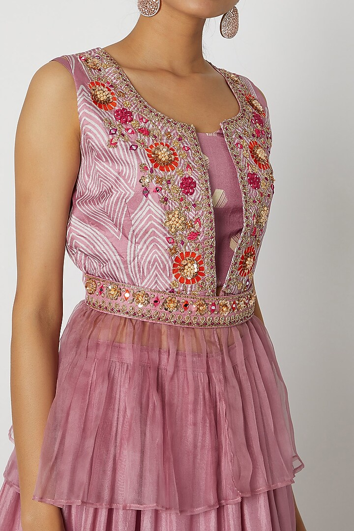 Pink Embroidered Jacket Wedding Lehenga Set by Riraan By Rikita & Ratna at Pernia's Pop Up Shop