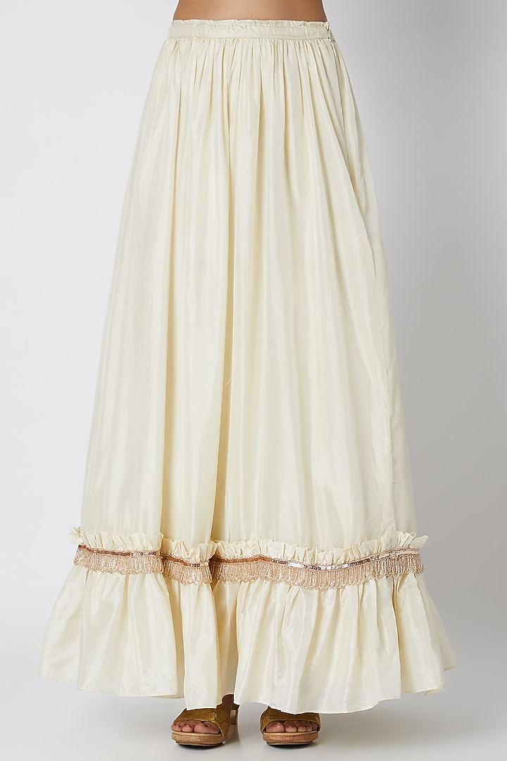 White Embroidered Jacket Wedding Lehenga Set by Riraan By Rikita & Ratna at Pernia's Pop Up Shop