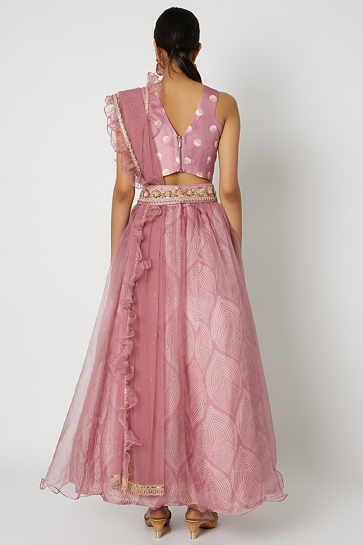 Pink Embroidered & Printed Wedding Lehenga Set by Riraan By Rikita & Ratna at Pernia's Pop Up Shop