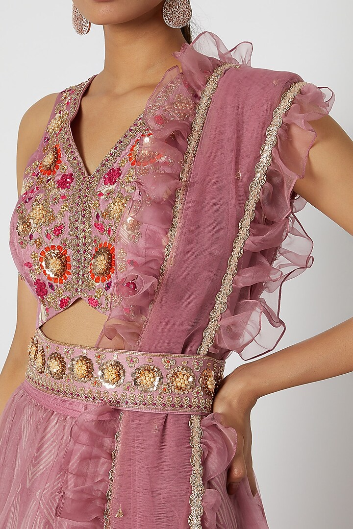 Pink Embroidered & Printed Wedding Lehenga Set by Riraan By Rikita & Ratna at Pernia's Pop Up Shop