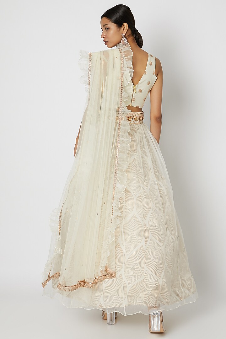 White Embroidered & Printed Wedding Lehenga Set by Riraan By Rikita & Ratna at Pernia's Pop Up Shop