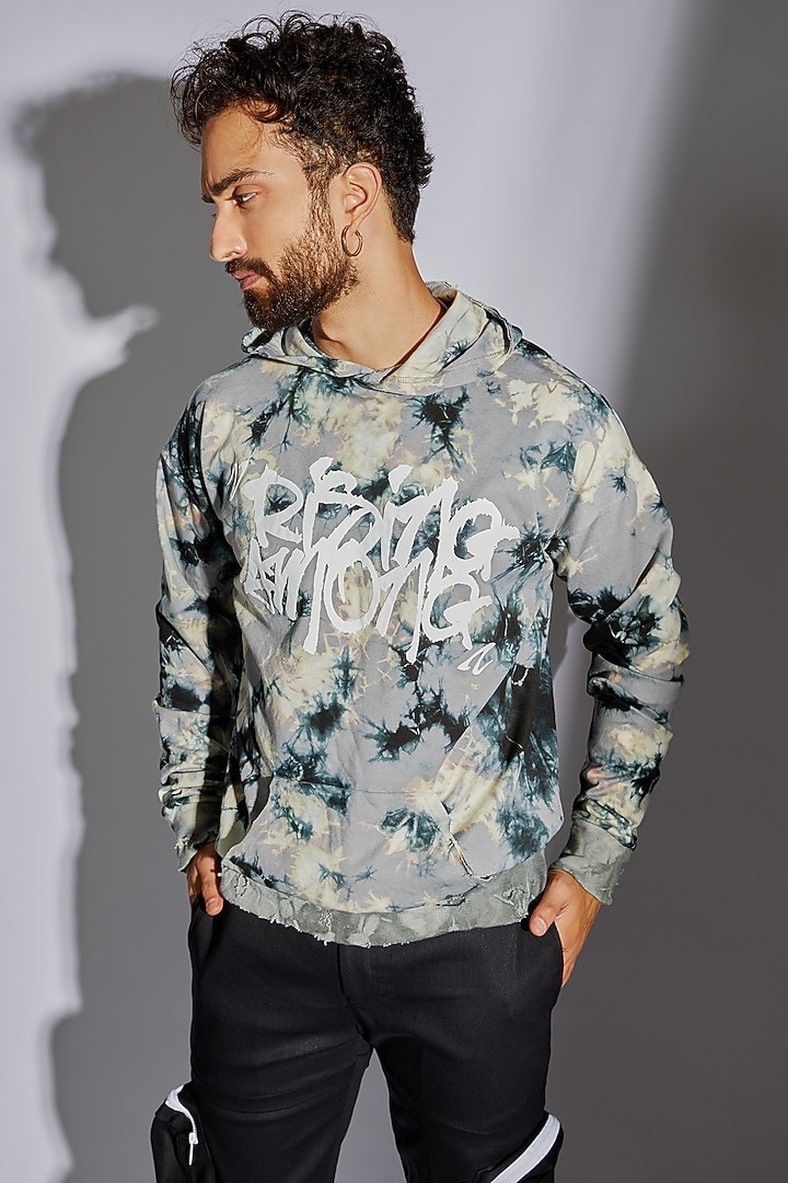 Multi-Colored Pique Tie-Dye Hoodie by RISING AMONG at Pernia's Pop Up Shop