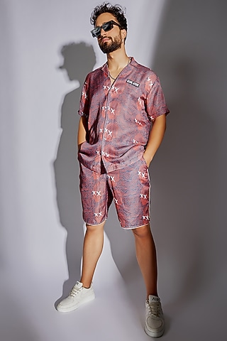 Multi-Colored Modal Satin Digital Printed Shorts by RISING AMONG