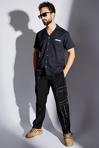 Black Cotton Corduroy Pants by RISING AMONG