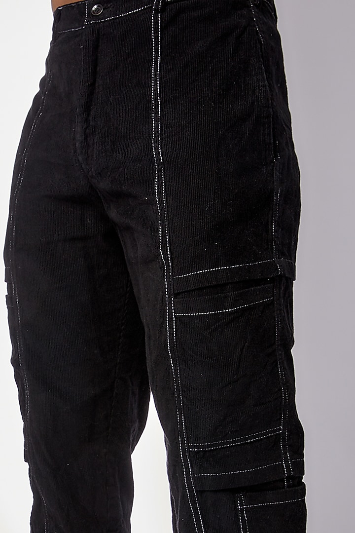 Black Cotton Corduroy Pants by RISING AMONG at Pernia's Pop Up Shop