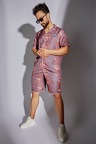 Multi-Colored Modal Satin Digital Printed Shirt by RISING AMONG