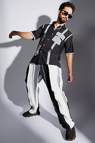 Black Poly Crepe Shirt by RISING AMONG