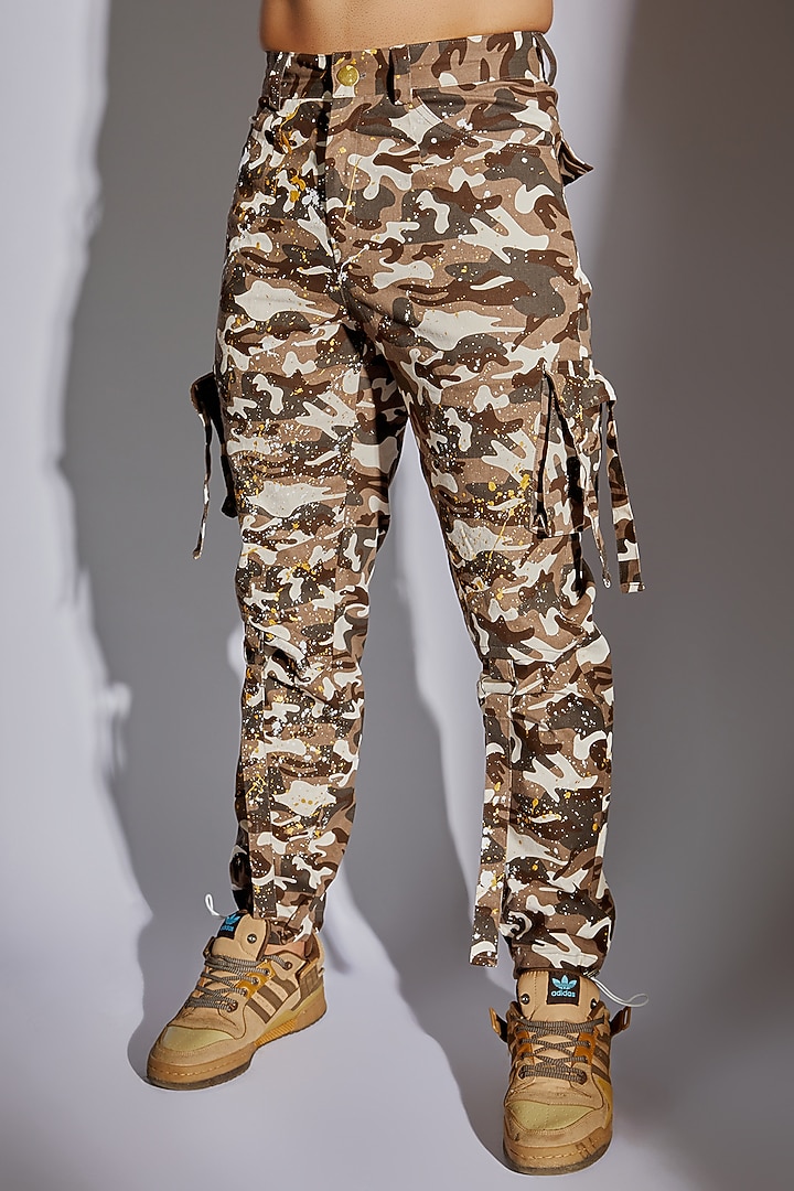 Multi-Colored Cotton Knit Denim Printed Pants by RISING AMONG at Pernia's Pop Up Shop
