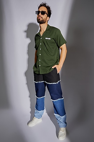 Blue Cotton Pants by RISING AMONG