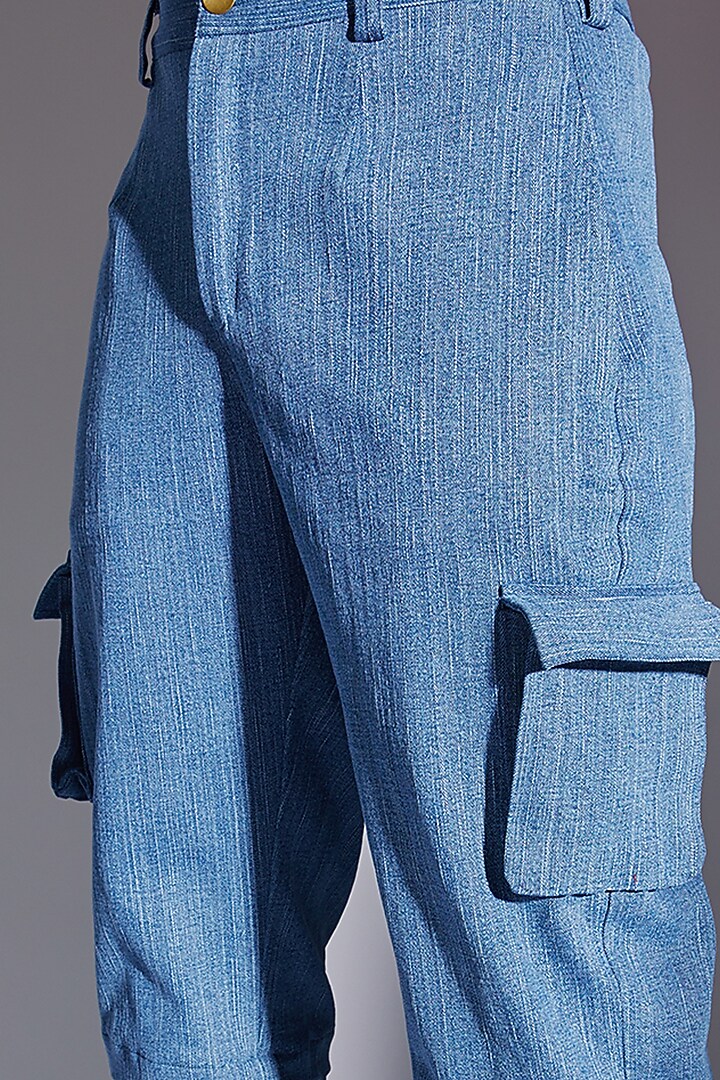 Blue Cotton Denim Pants by RISING AMONG at Pernia's Pop Up Shop