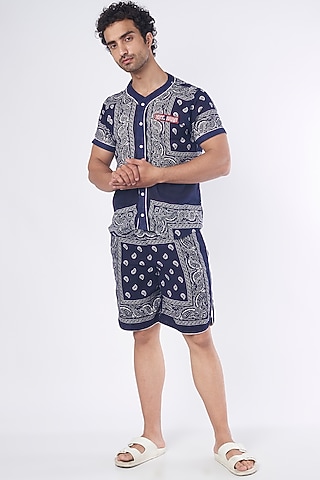 Black Printed Shorts by RISING AMONG