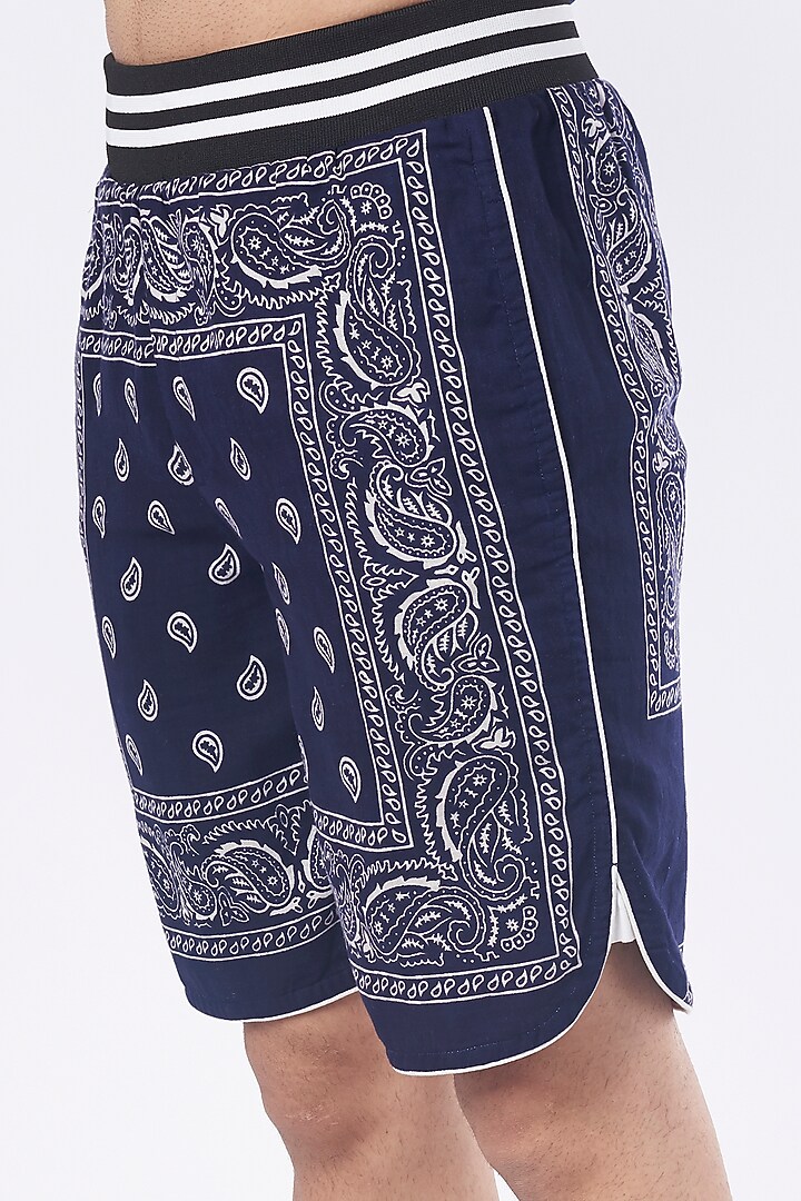 Black Printed Shorts by RISING AMONG at Pernia's Pop Up Shop