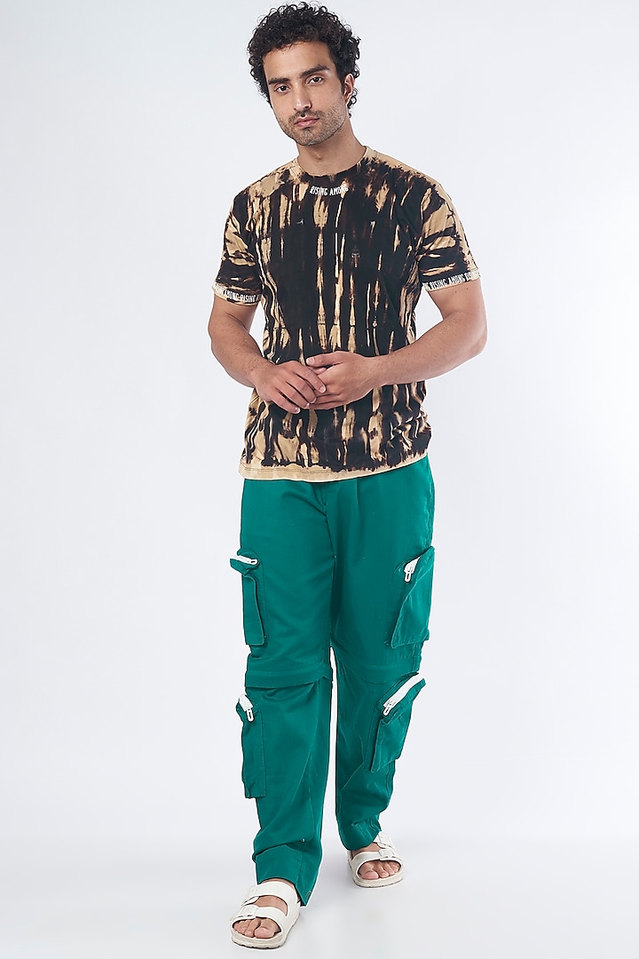 Green Cotton Twill Cargo Pants by RISING AMONG