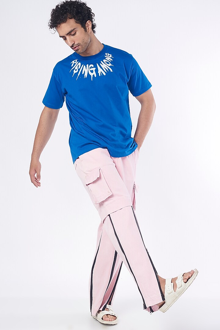 Blush Pink Cotton Denim Pants by RISING AMONG at Pernia's Pop Up Shop