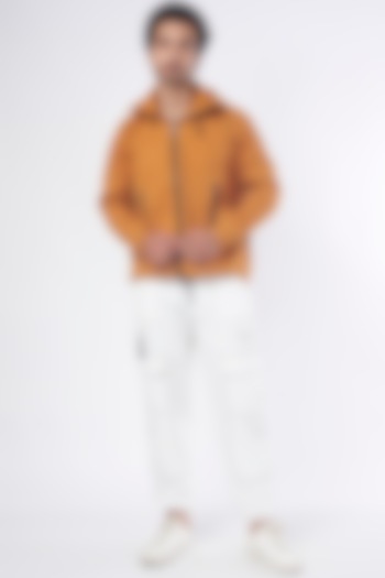 Rust Orange Cotton Jacket by RISING AMONG
