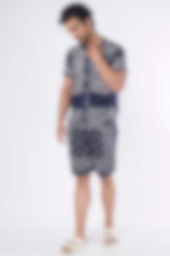 Navy Blue Printed Summer Shirt by RISING AMONG at Pernia's Pop Up Shop