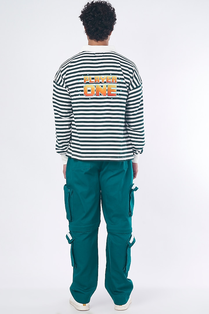 Green & White Printed Sweatshirt by RISING AMONG at Pernia's Pop Up Shop
