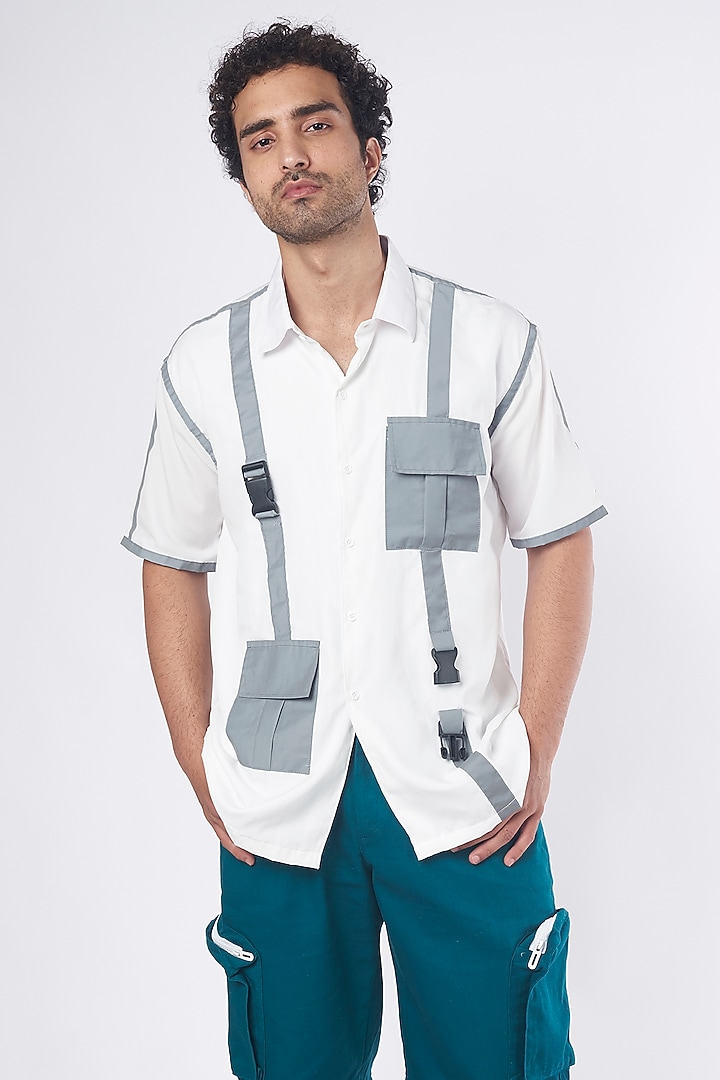 White Poly Crepe Summer Shirt by RISING AMONG at Pernia's Pop Up Shop