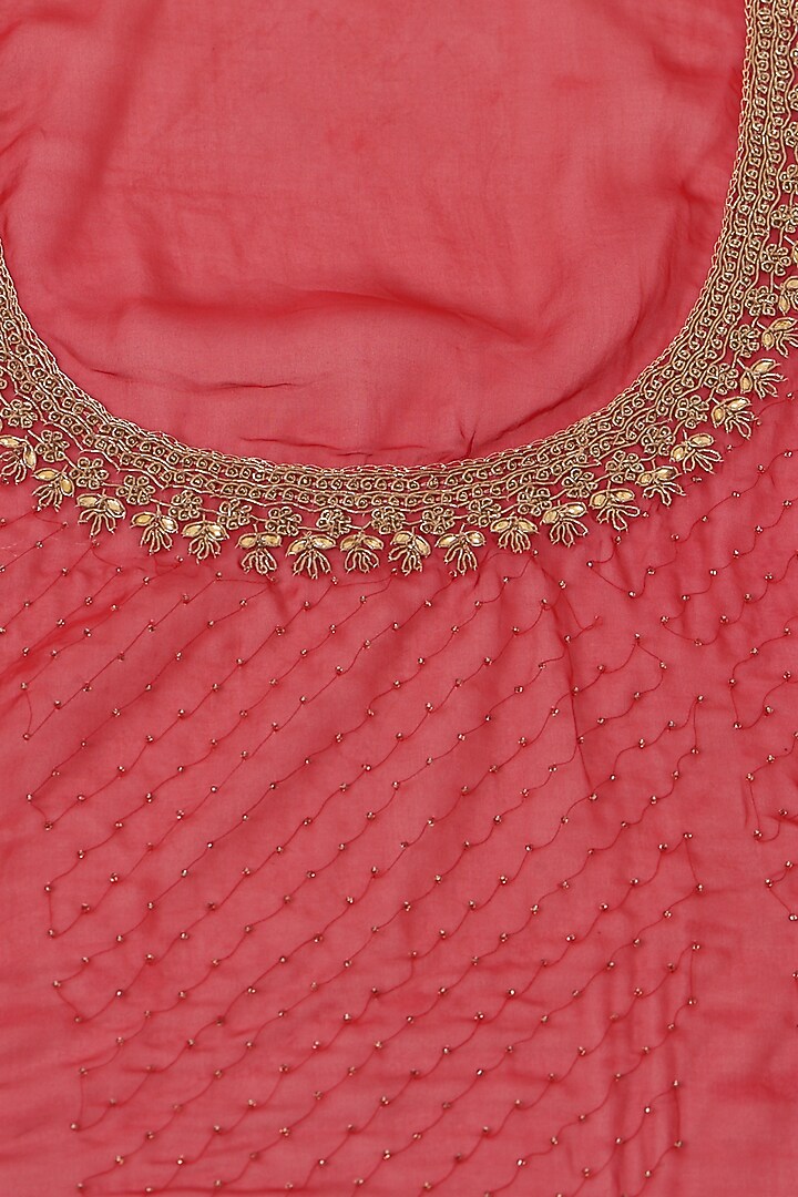 Red Silk Wedding Saree Set With Gold Zari by NARMADESHWARI at Pernia's Pop Up Shop