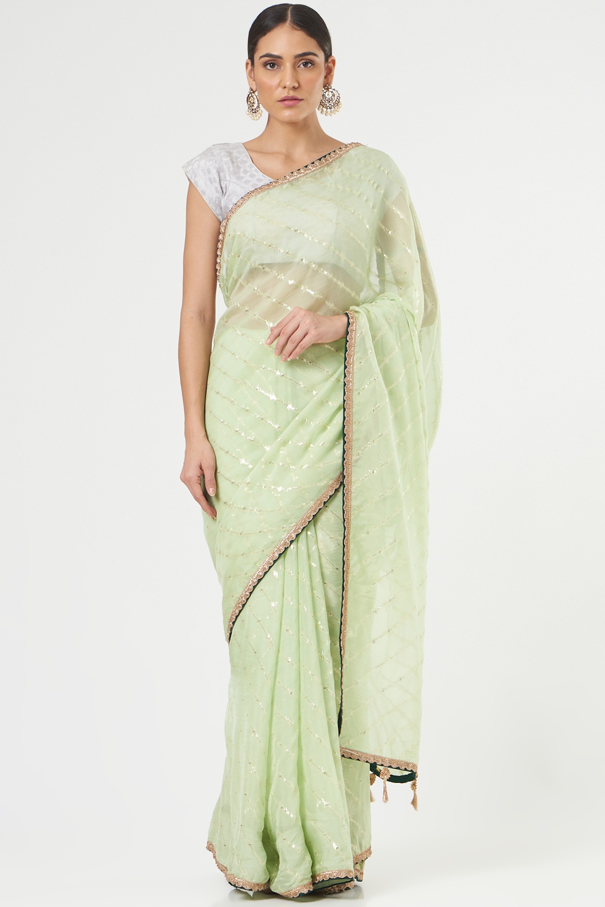 Buy Mint Green Organza Saree online-Karagiri