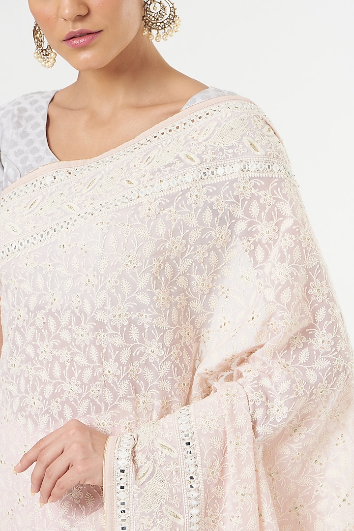 Blush Pink Party Wear Saree Set In Georgette by NARMADESHWARI at Pernia's Pop Up Shop