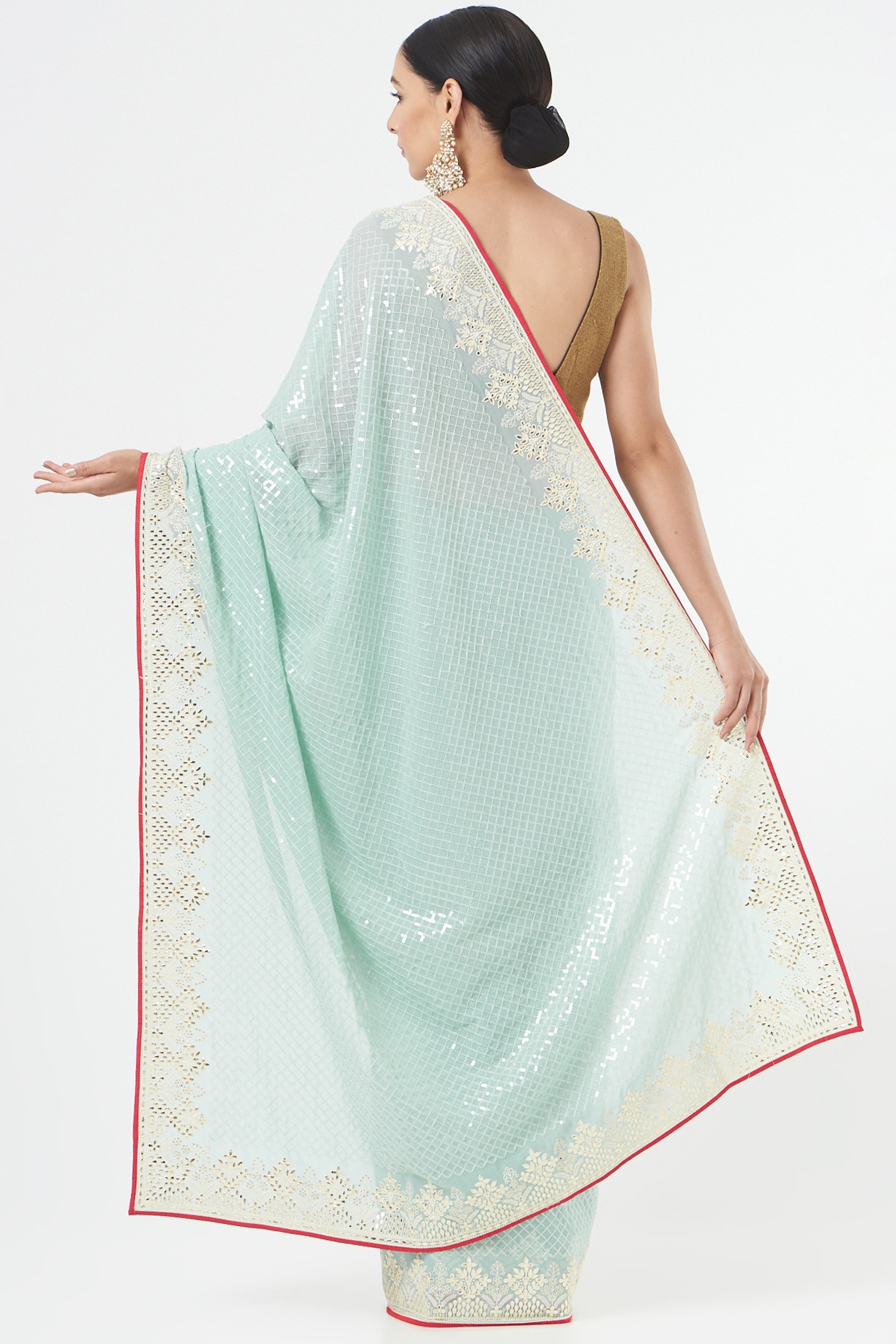 Blue Georgette Saree With Blouse Piece – Odette